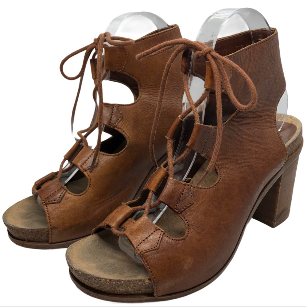 Topshop Italian Leather Gladiator Sandal Heel 8